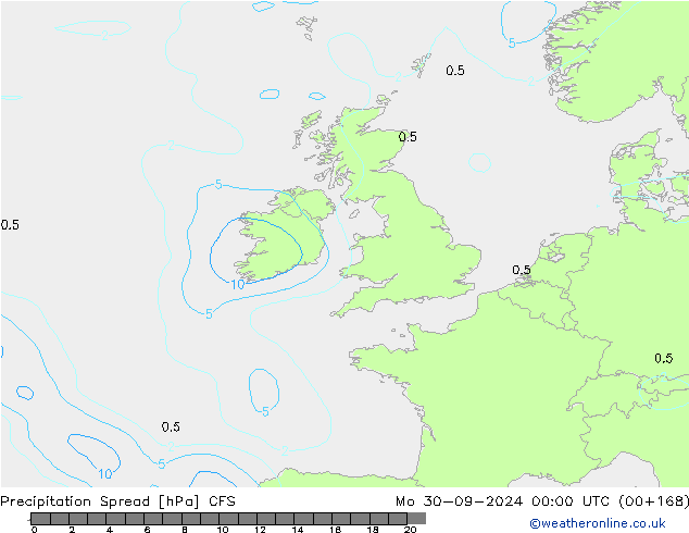 Précipitation Spread CFS lun 30.09.2024 00 UTC