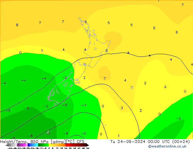 Height/Temp. 850 hPa CFS Tu 24.09.2024 00 UTC