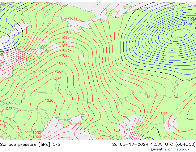 Presión superficial CFS sáb 05.10.2024 12 UTC