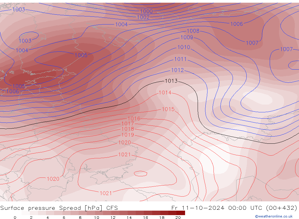 приземное давление Spread CFS пт 11.10.2024 00 UTC