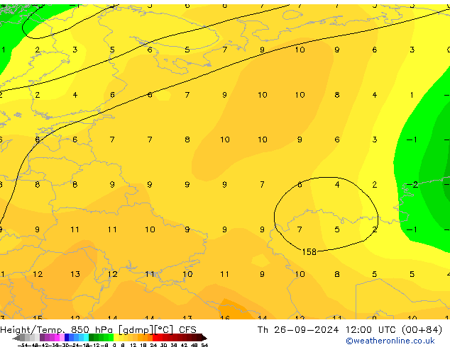 Height/Temp. 850 hPa CFS Th 26.09.2024 12 UTC