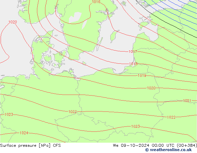 Surface pressure CFS We 09.10.2024 00 UTC