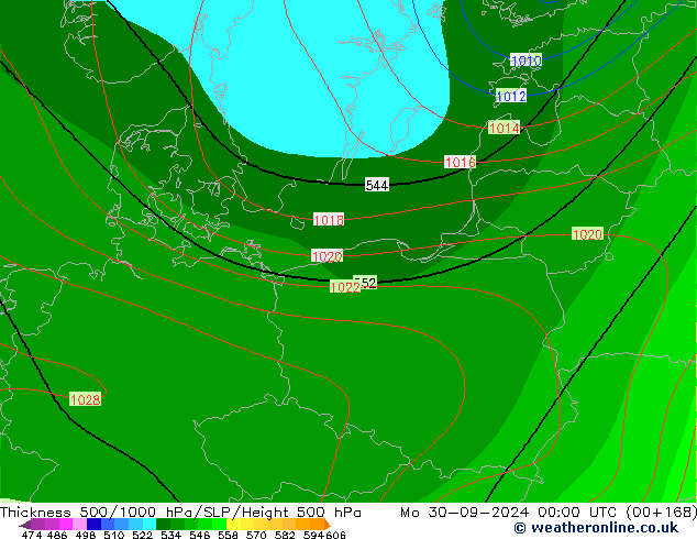 Dikte 500-1000hPa CFS ma 30.09.2024 00 UTC