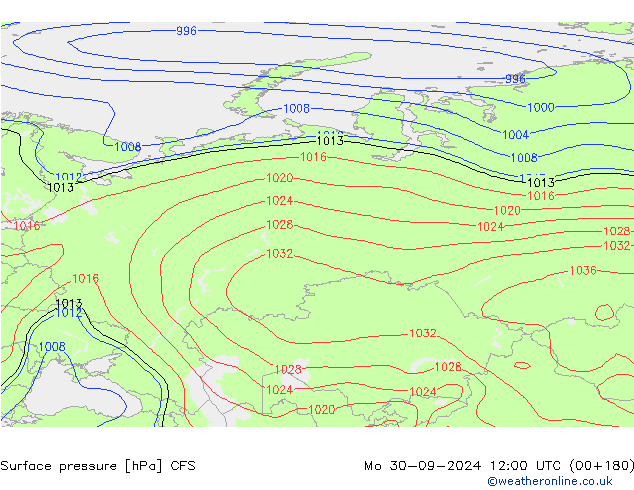 Surface pressure CFS Mo 30.09.2024 12 UTC