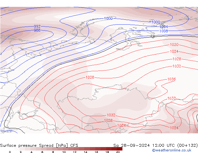 Surface pressure Spread CFS Sa 28.09.2024 12 UTC