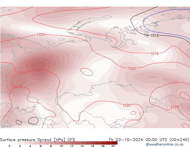 Surface pressure Spread CFS Th 03.10.2024 00 UTC