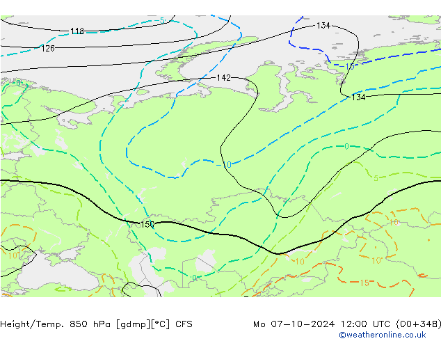 Height/Temp. 850 гПа CFS пн 07.10.2024 12 UTC