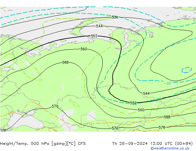 Height/Temp. 500 hPa CFS Qui 26.09.2024 12 UTC