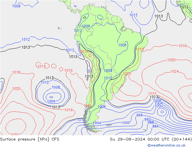 Surface pressure CFS Su 29.09.2024 00 UTC