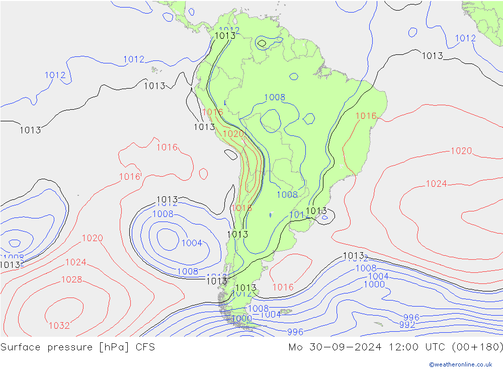 приземное давление CFS пн 30.09.2024 12 UTC