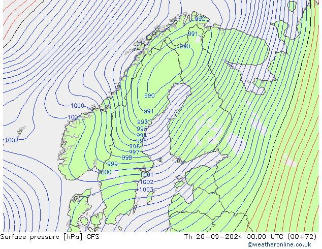 Atmosférický tlak CFS Čt 26.09.2024 00 UTC