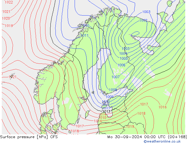 Atmosférický tlak CFS Po 30.09.2024 00 UTC