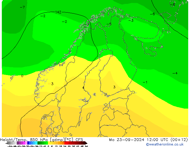 Geop./Temp. 850 hPa CFS lun 23.09.2024 12 UTC