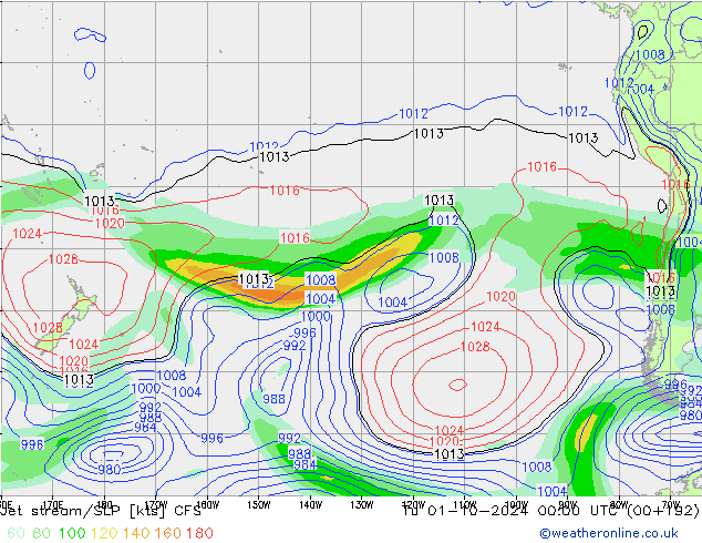 Jet stream/SLP CFS Tu 01.10.2024 00 UTC