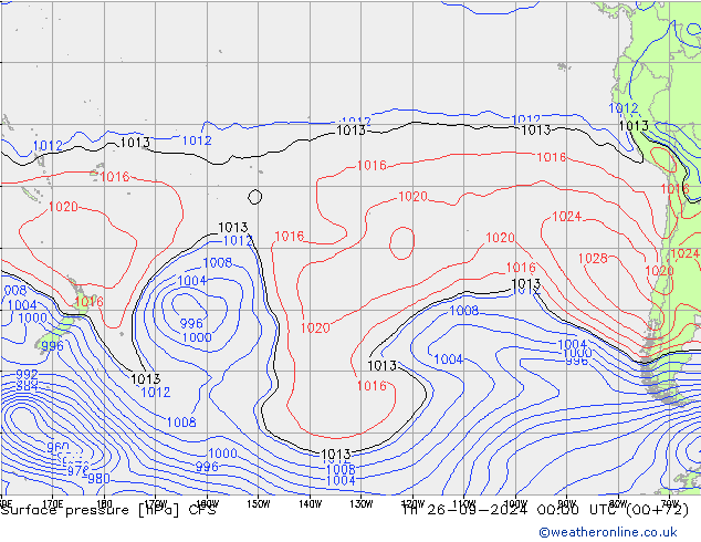 приземное давление CFS чт 26.09.2024 00 UTC