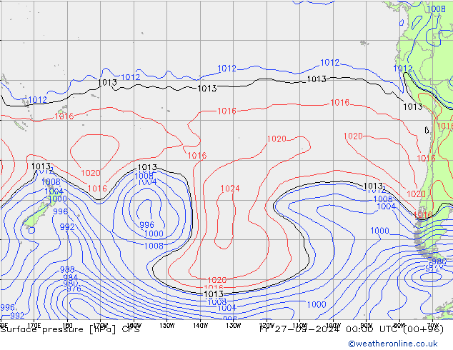 Surface pressure CFS Fr 27.09.2024 00 UTC