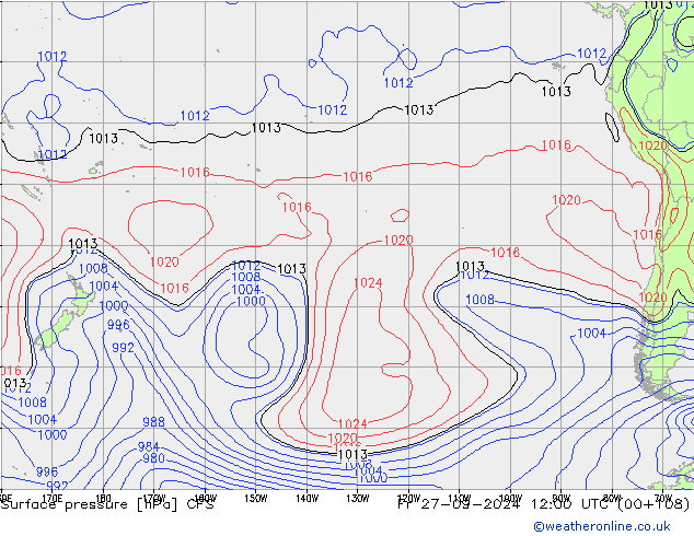 Presión superficial CFS vie 27.09.2024 12 UTC