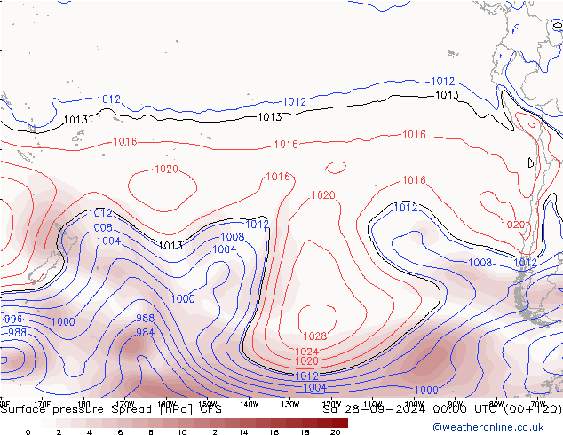 Surface pressure Spread CFS Sa 28.09.2024 00 UTC