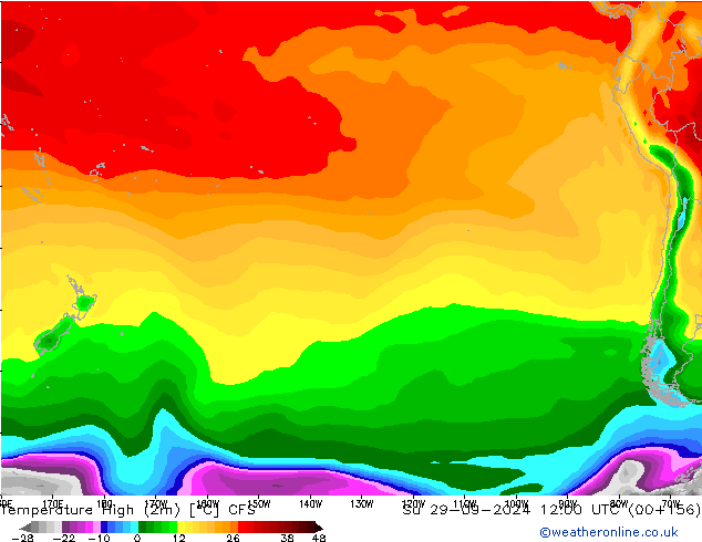 Temperature High (2m) CFS Su 29.09.2024 12 UTC