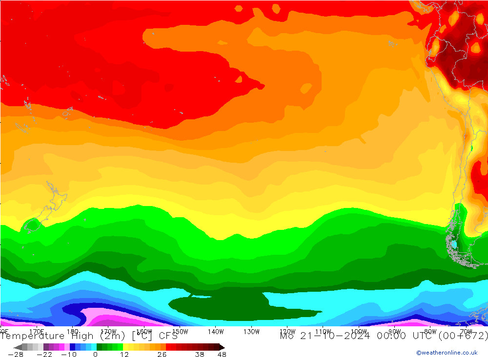 Temperature High (2m) CFS Mo 21.10.2024 00 UTC