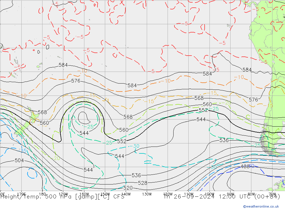 Height/Temp. 500 hPa CFS gio 26.09.2024 12 UTC