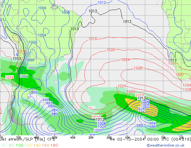 Prąd strumieniowy CFS śro. 02.10.2024 00 UTC