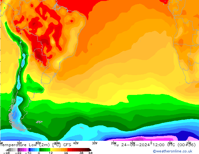 Temp. minima (2m) CFS mar 24.09.2024 12 UTC