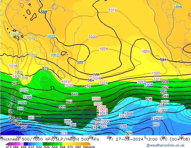 Thck 500-1000hPa CFS  27.09.2024 12 UTC