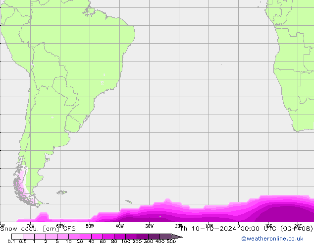 Snow accu. CFS czw. 10.10.2024 00 UTC