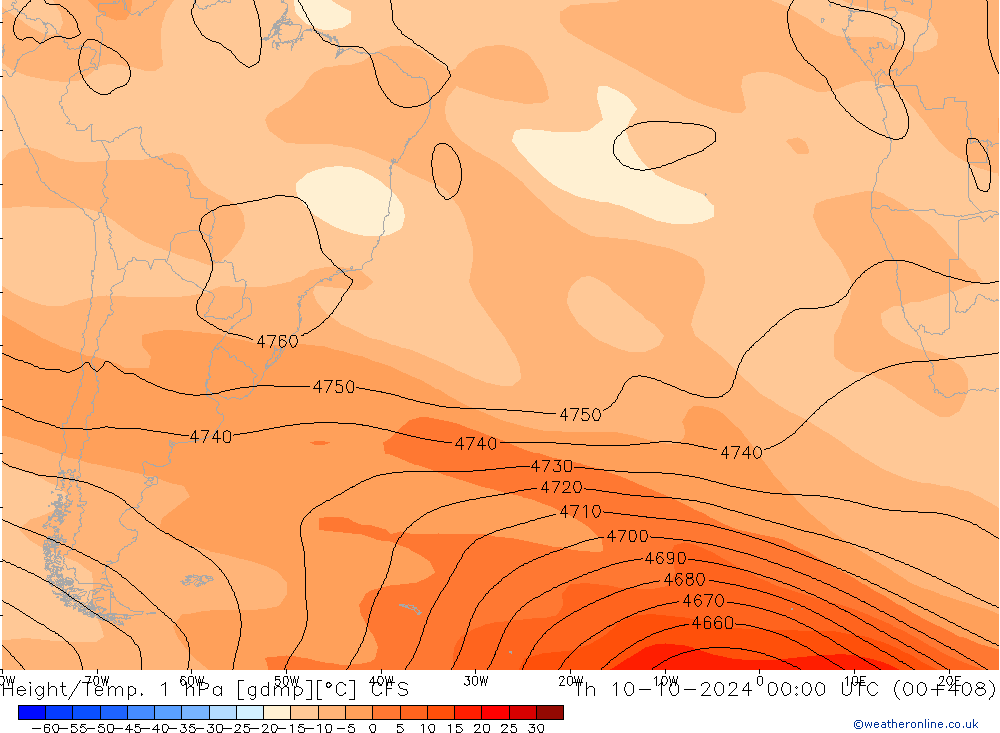 Height/Temp. 1 hPa CFS  10.10.2024 00 UTC