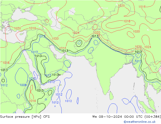 Surface pressure CFS We 09.10.2024 00 UTC