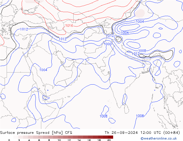 Atmosférický tlak Spread CFS Čt 26.09.2024 12 UTC