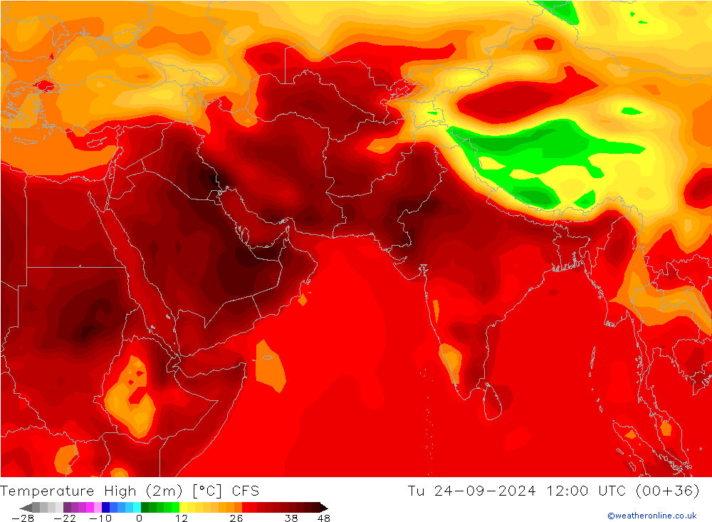 Темпер. макс 2т CFS вт 24.09.2024 12 UTC