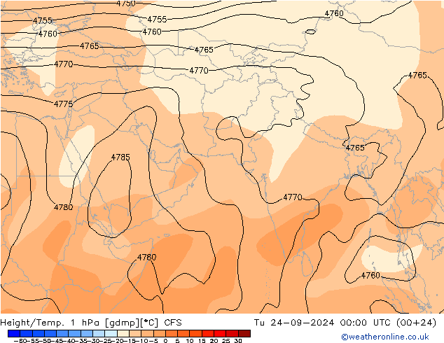 Yükseklik/Sıc. 1 hPa CFS Sa 24.09.2024 00 UTC