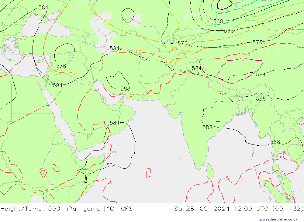 Yükseklik/Sıc. 500 hPa CFS Cts 28.09.2024 12 UTC