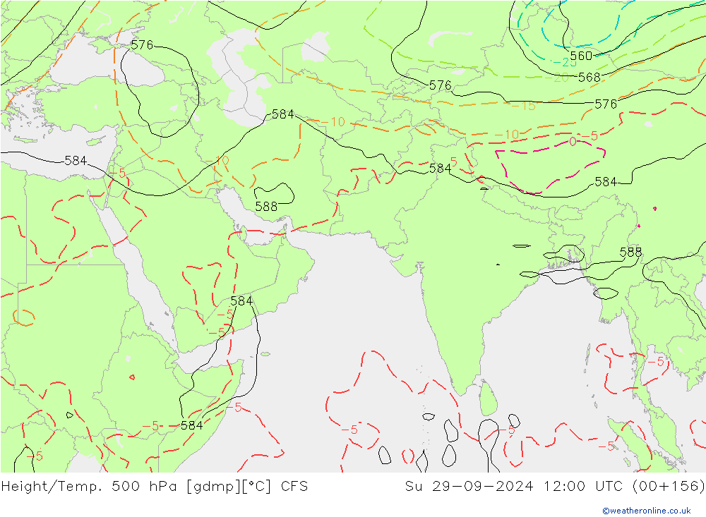 Yükseklik/Sıc. 500 hPa CFS Paz 29.09.2024 12 UTC