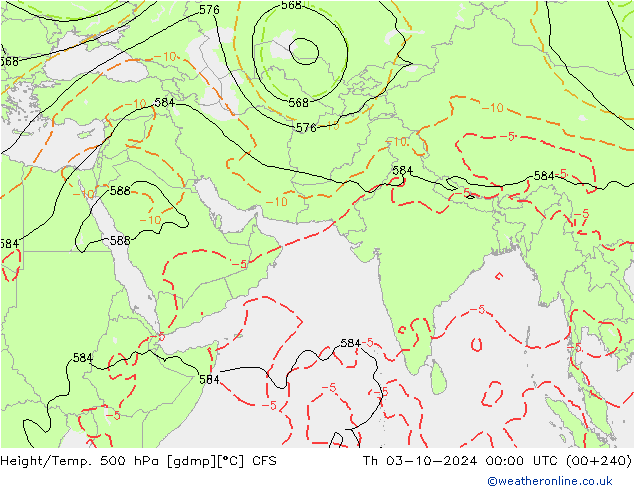 Height/Temp. 500 hPa CFS gio 03.10.2024 00 UTC