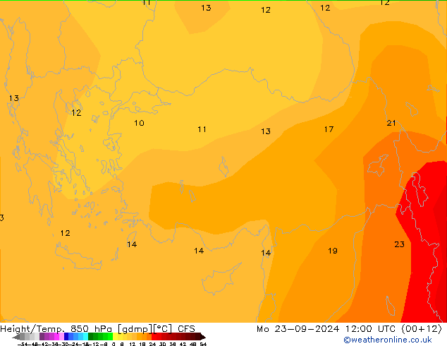 Height/Temp. 850 hPa CFS pon. 23.09.2024 12 UTC