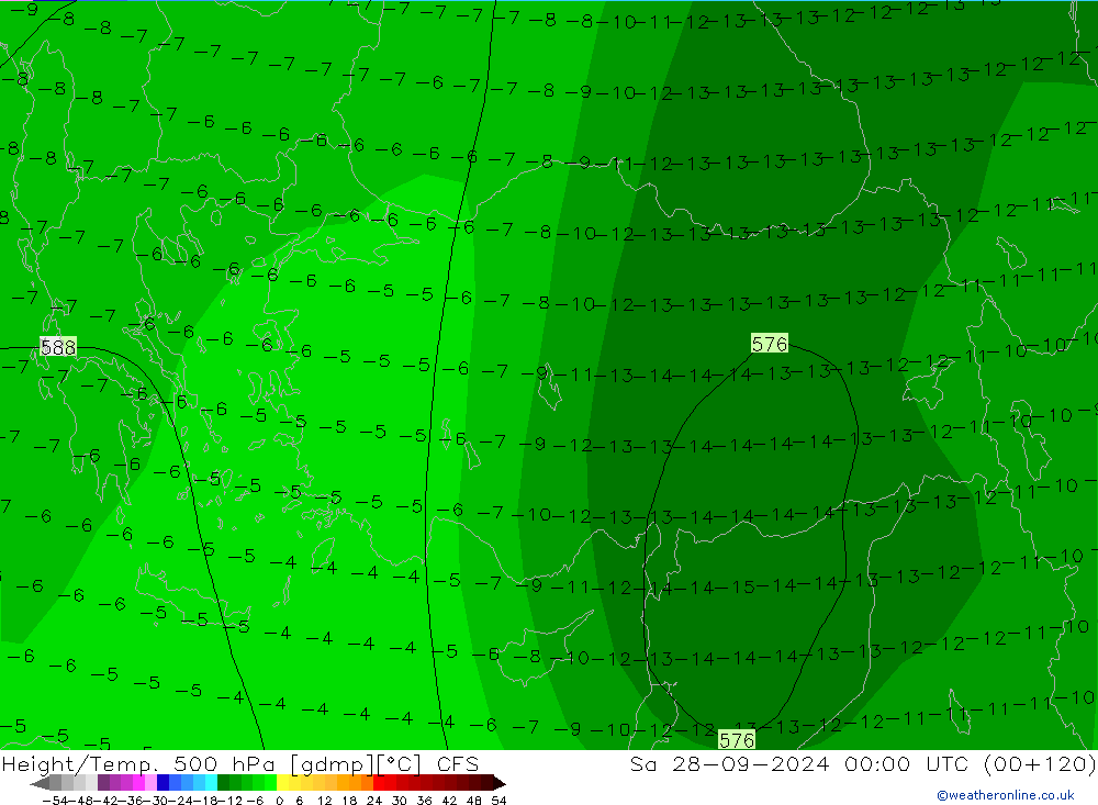 Hoogte/Temp. 500 hPa CFS za 28.09.2024 00 UTC