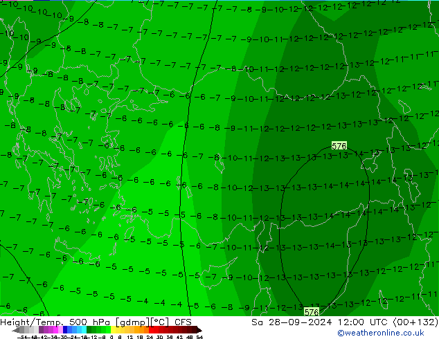 Height/Temp. 500 hPa CFS sab 28.09.2024 12 UTC