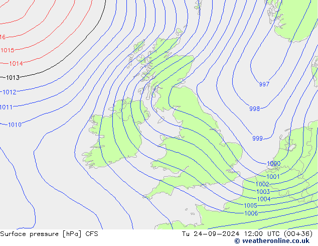 Atmosférický tlak CFS Út 24.09.2024 12 UTC