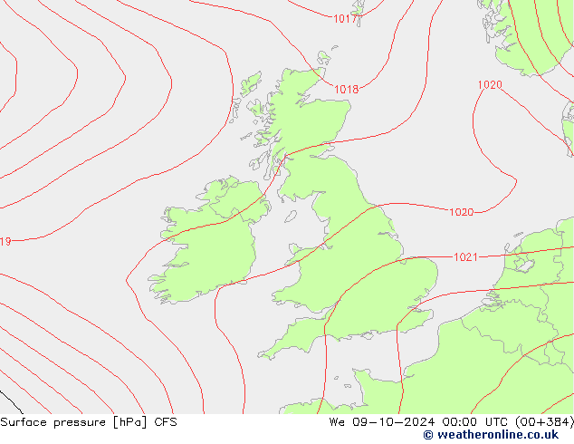 Surface pressure CFS We 09.10.2024 00 UTC