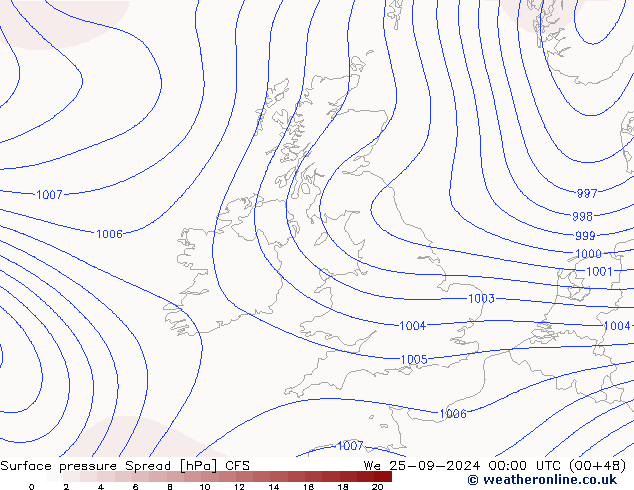 Surface pressure Spread CFS We 25.09.2024 00 UTC