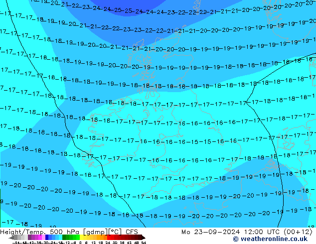 Height/Temp. 500 гПа CFS пн 23.09.2024 12 UTC