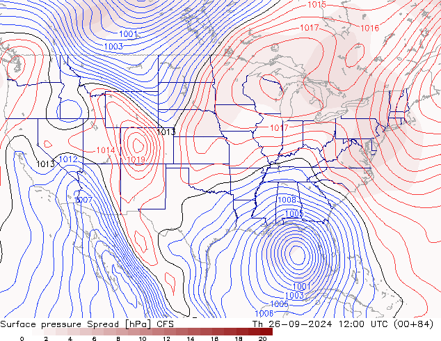 Luchtdruk op zeeniveau Spread CFS do 26.09.2024 12 UTC