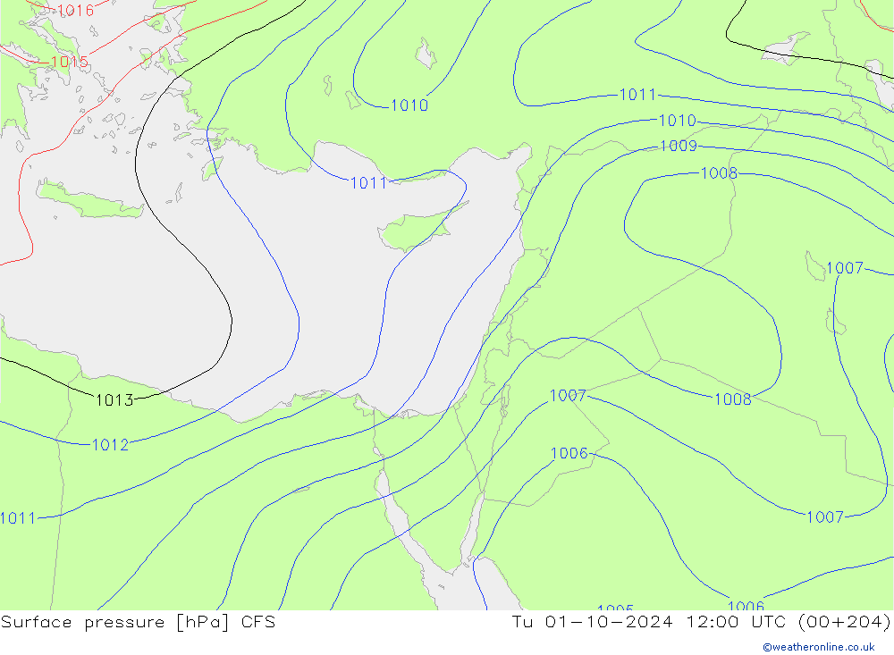 Surface pressure CFS Tu 01.10.2024 12 UTC