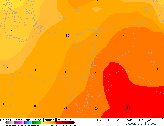 Height/Temp. 850 hPa CFS  01.10.2024 00 UTC