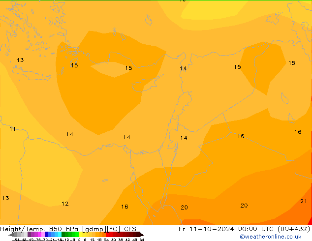 Height/Temp. 850 hPa CFS Fr 11.10.2024 00 UTC