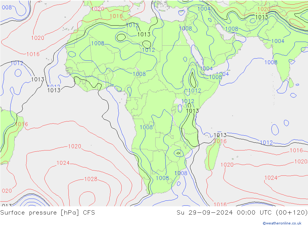 Surface pressure CFS Su 29.09.2024 00 UTC