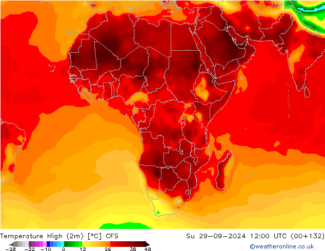 Temperature High (2m) CFS Su 29.09.2024 12 UTC